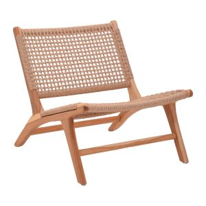 СТОЛ BEATRICE ТИКОВО ДЪРВО СКЕЛЕТ И ВЪЖЕ В ЕСТЕСТВЕН ЦВЯТ 65X78X68СМ