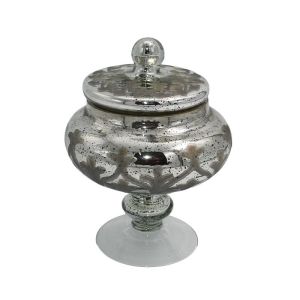 СТЪКЛЕНА ДЕКОРАТИВНА ЧИНИЯ FL28022 СРЕБРИСТ ЦВЯТ 17x16cm
