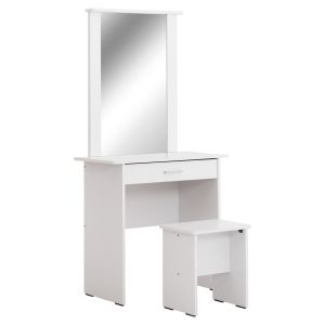 ТОАЛEТКА С ОГЛЕДАЛО И ТАБУРЕТКА CRYSTEL HM9938.01 МЕЛАМИН В БЯЛО 74x39x155Hcm.