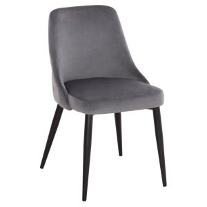 ТРАПЕЗЕН СТОЛ SERENITY HM8527.11 СИВО КАДИФЕ-ЧЕРНИ МЕТАЛНИ КРАКА 51x54x83.5Hcm.