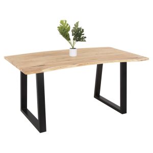 ТРАПЕЗНА МАСА SOFIA SLIM .21 МАСИВНА АКАЦИЯ С ЧЕРНИ МЕТАЛНИ КРАКА 160X92X78Hcm HM8500