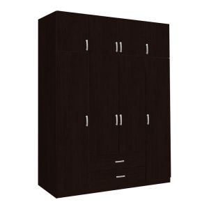 Четирикрилен гардероб с чекмеджета в нюанс венге 200x58x230см