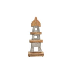 АЛУМИНИЕВ ДЕКОРАТИВЕН ФАР 2386 С ДЪРВЕНА ОСНОВА СРЕБРИСТ ЦВЯТ 12x5x32cm