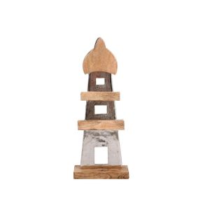 АЛУМИНИЕВ ДЕКОРАТИВЕН ФАР 2390 С ДЪРВЕНА ОСНОВА СРЕБРИСТ ЦВЯТ 18x7x45cm