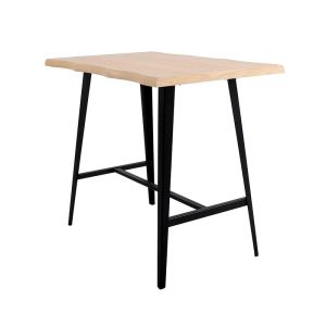 Бар маса от бял дъб с черни метални крака с размери 120x80x105см