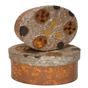 БРОНЗОВА ОВАЛНА КУТИЯ 2БР. (L.18x13x8cm. S.14x10.5x5.5cm.)