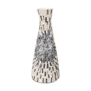 ВАЗА ЗА МАСА БАМБУК-ШЕЛ FL03 СИВО-БЯЛ ЦВЯТ 18x43cm