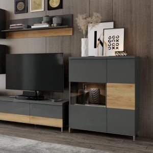 Витрина Антарктика в антрахитен лак размер 92x40x117