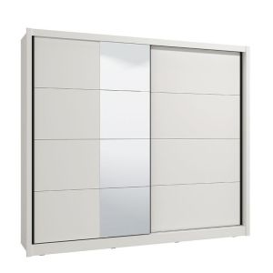 Гардероб с огледало Albi в бял цвят с размери 245x60x216см