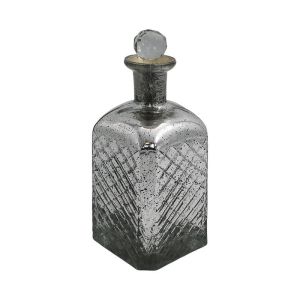 ДЕКОРАТИВНА СТЪКЛЕНА ГАРАФА FL3136 СРЕБРИСТ ЦВЯТ 10x10x25cm