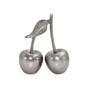 Декорация за маса Double Cherry в сребрист цвят, размери 20x10x22см