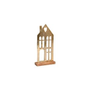Декорация за маса Home върху дървена основа злато, размери 18x5x35см