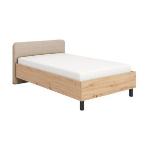 Легло Barletta 120 в цвят сив дъб с бежов плат с размери 131x213,5x85,5см