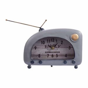 Настолен часовник &quot;Vintage Radio&quot; в цвят сиел, метал, с размери 22x8x16см