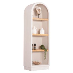 РАФТОВЕ SANTORINI HM18045 МДФ В БЯЛО-РАФТОВЕ ОТ ЕЛОВО ДЪРВО В ЕСТЕСТВЕН ЦВЯТ 60x38.5x179Hcm