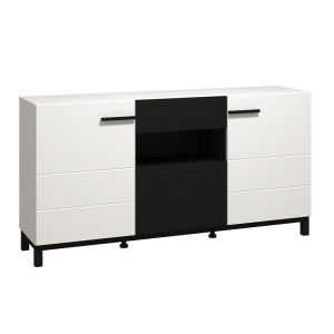Шкаф Sarthe в цвят бяло-черно-бял мат-черен мат, размери 173x42x89см