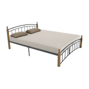 Queen size легло Clarive цвят орех дърво-черен метал 150x200см