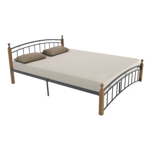 Queen size легло Clarive цвят орех дърво-черен метал 160x200см