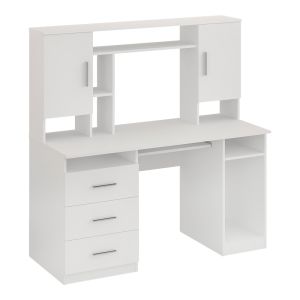 Бюро Keldra с чекмеджета и шкафове в бял цвят 140x59.8x142.2см