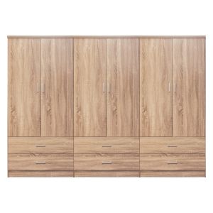 ГАРДЕРОБ REINA 6-КРИЛ С 6 ЧЕКМЕДЖЕТА HM21060.02 МЕЛАМИН В ЦВЯТ СОНАМА 240x42x181Hcm.