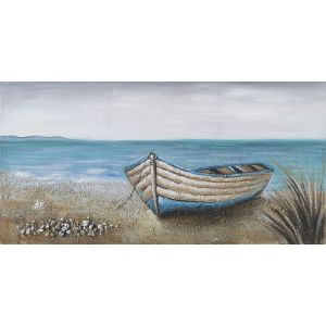 КАНАВА КАРТИНА ЛОДКА НА ПЛАЖА - 120x60см 6/КУТ.