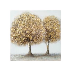 КАРТИНА НА ПЛАТНО 2 ЗЛАТНИ ДЪРВЕТА - 3D ЕЛЕМЕНТИ - 60x60cm 10/KIB