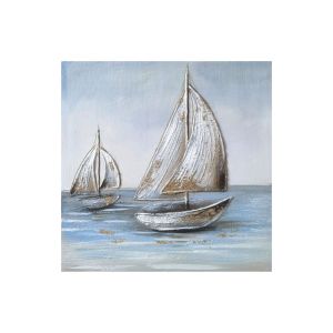 КАРТИНА НА ПЛАТНО 2 ЛОДКИ С ПЛАТРИ - 3D ЕЛЕМЕНТИ - 50x50cm 12/KIB