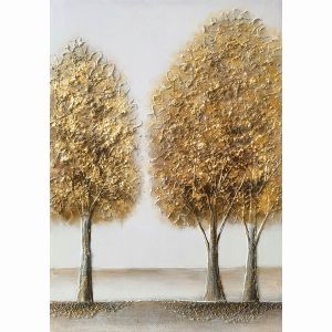 КАРТИНА НА ПЛАТНО 3 ЗЛАТНИ ДЪРВЕТА - 3D ЕЛЕМЕНТИ - 70x100cm 6/KIB
