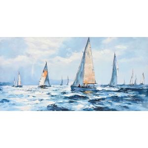 КАРТИНА НА ПЛАТНО ВЕТРОХОДКИ НА МОРЕ - 3D ЕЛЕМЕНТИ - 120x60cm 6/KIB