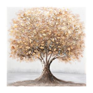 КАРТИНА НА ПЛАТНО ДЪРВО ЗЛАТНО/КАФЯВО - 3D ЕЛЕМЕНТИ - 80x80cm 6/KIB
