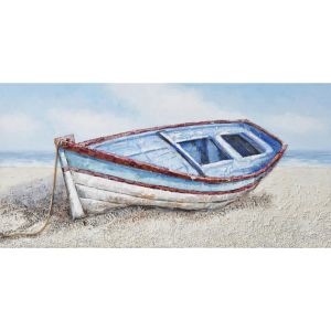 КАРТИНА НА ПЛАТНО ЛОДКА, акостирала на сушата 120x60см 6/КУТ.