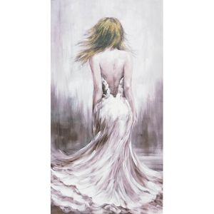 КАРТИНА НА ПЛАТНО МОМИЧЕ БЯЛА РОКЛЯ ГРЪБ 140x70x3.8cm 6/КУТ.