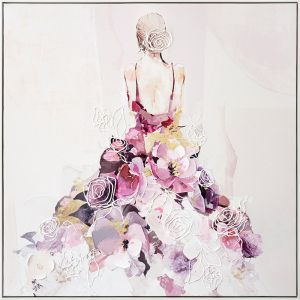 КАРТИНА НА ПЛАТНО С РАМКА ЖЕНА В РОКЛЯ НА ЦВЕТЯ - ​​100x100cm 1/8KIB