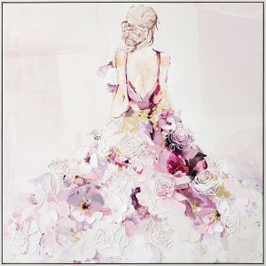 КАРТИНА НА ПЛАТНО С РАМКА ЖЕНА В РОКЛЯ НА ЦВЕТЯ - ​​100x100cm 1/8KIB