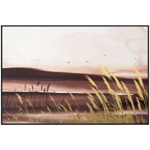 КАРТИНА НА ПЛАТНО С РАМКА ПЕЙЗАЖ СЪС ЗЛАТНИ ПАМПИ - 120x80cm 1/8KIB