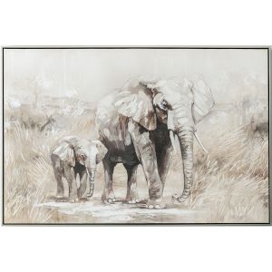 КАРТИНА НА ПЛАТНО СЛОН И СЛОНЧЕ В РАМКА - 122.2x82.5x4.5cm 6/KIB