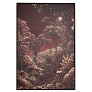 КАРТИНА С ФОЛИО В БОРДО ДЖУНГЛА ЗЛАТНО 83X123СМ С ЧЕРНА РАМКА ВЪРХУ ЩАМПОВАНО ПЛАТНО