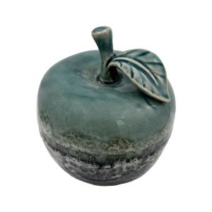 КЕРАМИЧНА ДЕКО ЯБЪЛКА ЗЕЛЕНО-СИВ ЦВЯТ 12x13cm