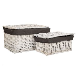 КОМПЛЕКТ 2 БЯЛА КОШНИЦА С ПОДПЛАТА A:53X34X26 B:43X29X18 CM