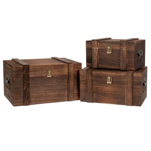 КОМПЛЕКТ 3 ДЕКО ДЪРВЕНИ КАФЯВИ КУТИИ С ЧЕРНИ МЕТАЛНИ ДРЪЖКИ 38Χ27,5X22 33Χ23X18,5 28Χ18X15,5CM