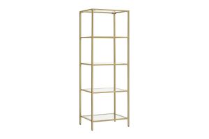 Метален рафт със стъклена повърхност Letus в златист нюанс 40x30x125см