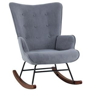 ALMA Люлеещо се кресло Bergerac Living Room, Fabric Velure Grey, Base Black-Walnut