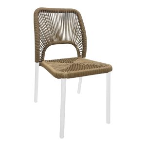 Алуминиев стол Norture бяла рамка-естествен ратан 45x63x82см