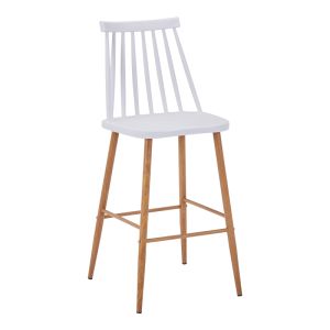 Бар стол Aurora I pp в бял нюанс - естествен метален крак 42x47x99см
