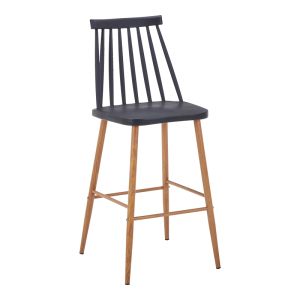Бар стол Aurora I pp в черен нюанс - естествен метален крак 42x47x99см