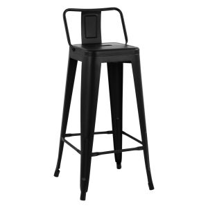БАР СТОЛ С ОБЛЕГАЛКА MELITA-PRO HM8643.42 МЕТАЛ В МАТИРОВАНО ЧЕРНО 42x42x100Hcm.
