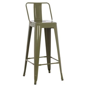 БАР СТОЛ С ОБЛЕГАЛКА MELITA-PRO HM8643.43 МЕТАЛ В ТЪМНО МАСЛИНЕНО ЗЕЛЕНО 42x42x100Hcm.