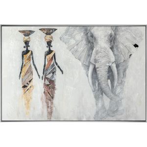 КАРТИНА НА ПЛАТНО 2 АФРИКАНСКИ И СЛОНОВЕ С РАМКА - 152.5x102.5x5.5cm 4/KIB