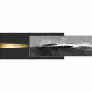 КАРТИНА НА ПЛАТНО В ЗЛАТНА РАМКА - ЧЕТКИ АБСТРАКТ - 50x180см 5/КУТИЯ