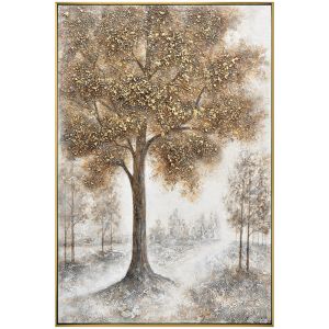 КАРТИНА НА ПЛАТНО С РАМКА ДЪРВО КАФЯВО/ЗЛАТНО - 100x150см 1/6КУТ.